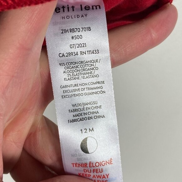 NEW Nordstrom Holly Jolly Sweatshirt Red Petit Lem Size 12 Months Crew Neck Knit - Picture 8 of 10